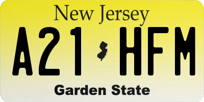 NJ license plate A21HFM