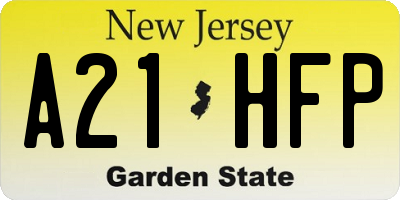 NJ license plate A21HFP