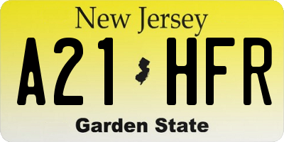 NJ license plate A21HFR
