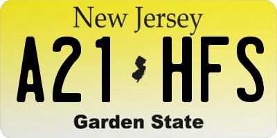 NJ license plate A21HFS