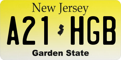 NJ license plate A21HGB