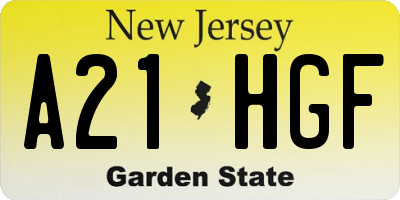 NJ license plate A21HGF