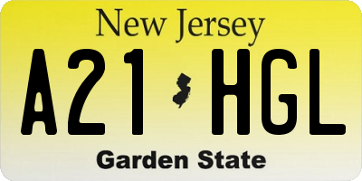 NJ license plate A21HGL