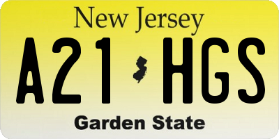 NJ license plate A21HGS