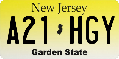 NJ license plate A21HGY