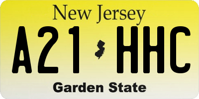 NJ license plate A21HHC