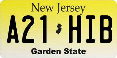 NJ license plate A21HIB