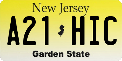 NJ license plate A21HIC