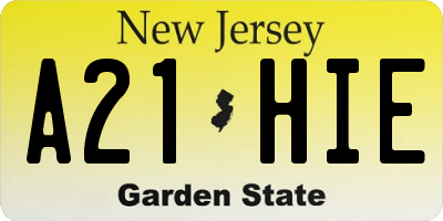 NJ license plate A21HIE