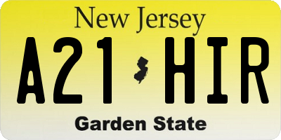 NJ license plate A21HIR