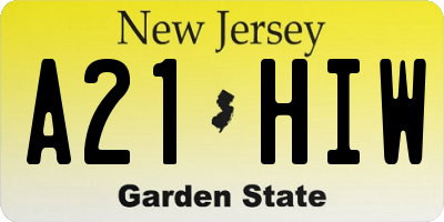 NJ license plate A21HIW