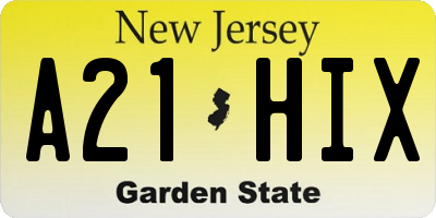 NJ license plate A21HIX