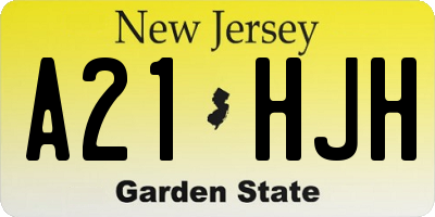 NJ license plate A21HJH