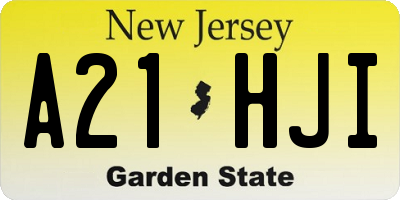 NJ license plate A21HJI