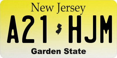 NJ license plate A21HJM