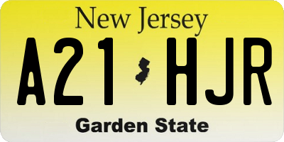 NJ license plate A21HJR