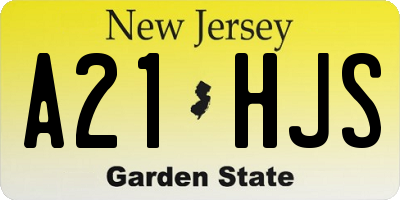 NJ license plate A21HJS
