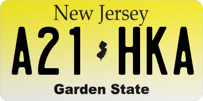 NJ license plate A21HKA
