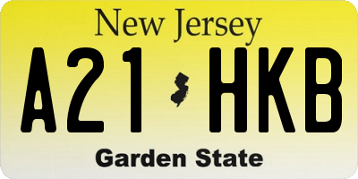 NJ license plate A21HKB