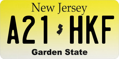 NJ license plate A21HKF