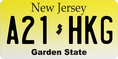 NJ license plate A21HKG