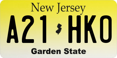 NJ license plate A21HKO