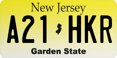 NJ license plate A21HKR