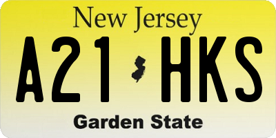 NJ license plate A21HKS