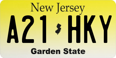 NJ license plate A21HKY