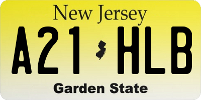 NJ license plate A21HLB