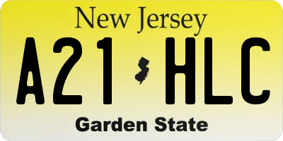 NJ license plate A21HLC