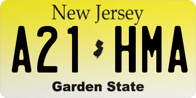 NJ license plate A21HMA