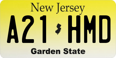 NJ license plate A21HMD