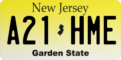 NJ license plate A21HME