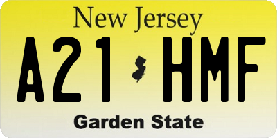 NJ license plate A21HMF