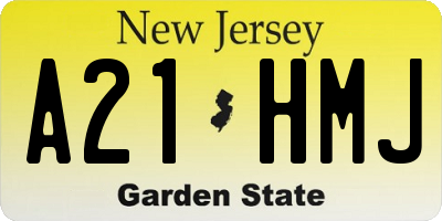 NJ license plate A21HMJ