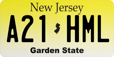NJ license plate A21HML