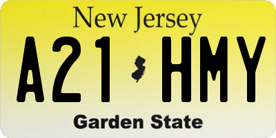 NJ license plate A21HMY