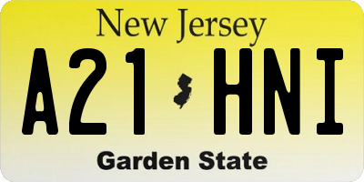 NJ license plate A21HNI