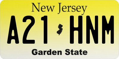 NJ license plate A21HNM