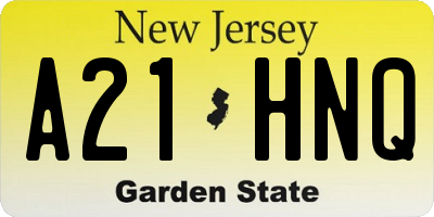 NJ license plate A21HNQ