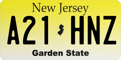 NJ license plate A21HNZ