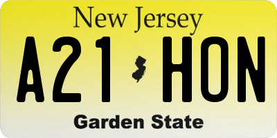 NJ license plate A21HON
