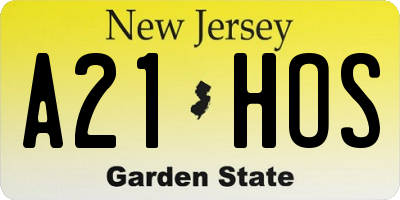 NJ license plate A21HOS