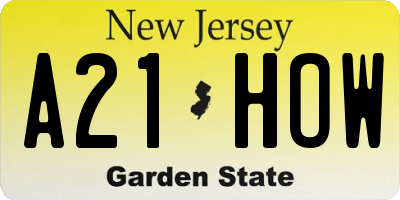 NJ license plate A21HOW
