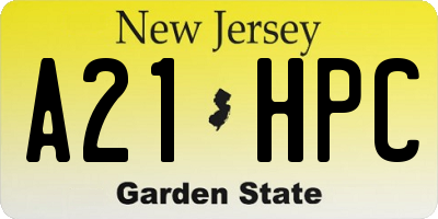NJ license plate A21HPC
