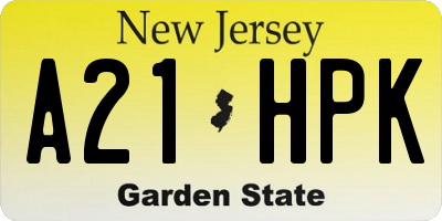 NJ license plate A21HPK