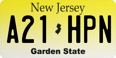 NJ license plate A21HPN