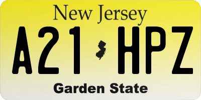 NJ license plate A21HPZ