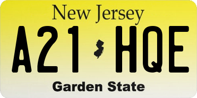 NJ license plate A21HQE